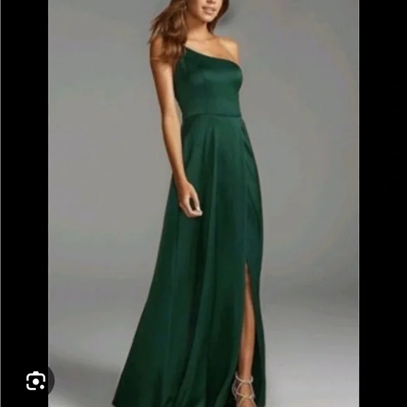 David's Bridal | Dresses | Green One Shoulder Gown For Special Events |  Poshmark